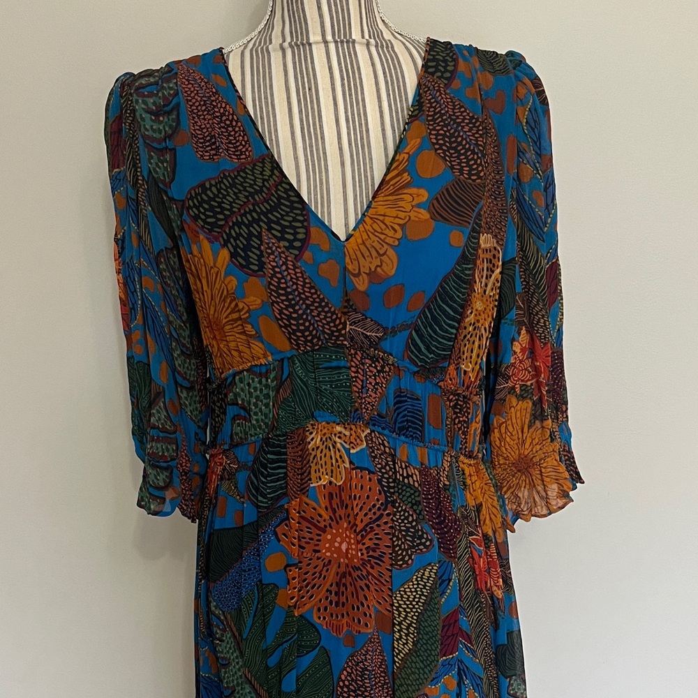 FARM Rio Vibrant Blue and Orange Maxi Dress - Picture 3 of 12